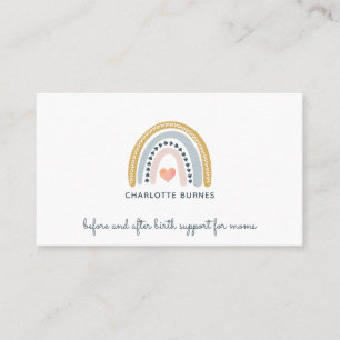 Tarjeta De Visita Doula Midwife Birach Watercolor Arcoiris