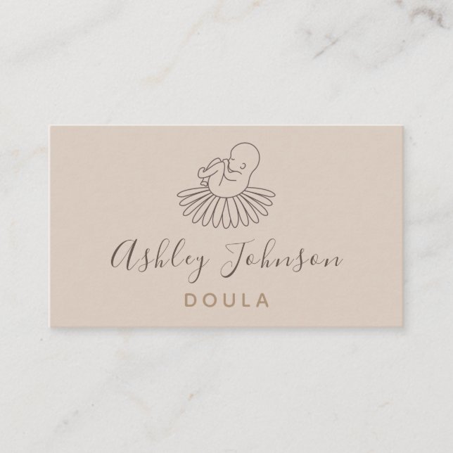 Tarjeta De Visita Doula Midwife Birth Coach Elegant Boho Floral Baby (Anverso)