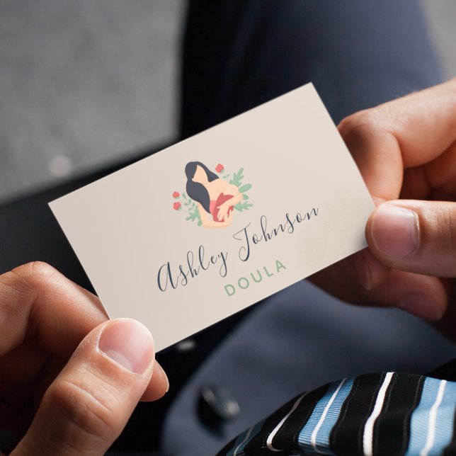 Tarjeta De Visita Doula Midwife Birthing Coach Elegant Leafy Planta (Subido por el creador)