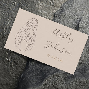 Tarjeta De Visita Doula Midwife Birthing Coach Pregnant Lady Lineart