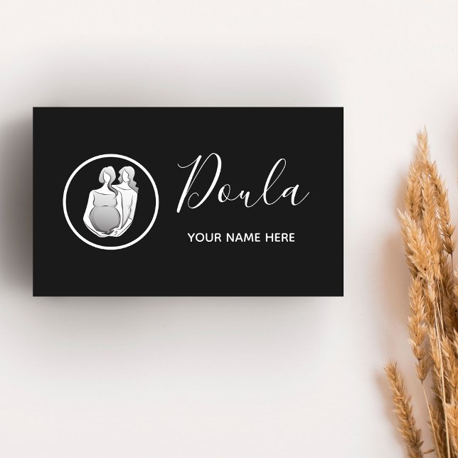 Tarjeta De Visita Doula Midwife Elegant Calligraphy Black & White (Subido por el creador)