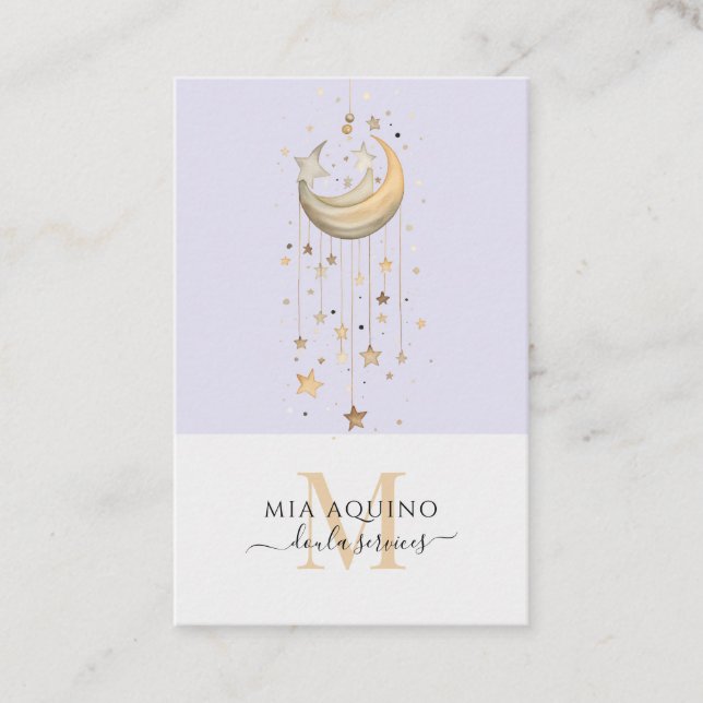 Tarjeta De Visita Doula Services Moon And Stars (Anverso)