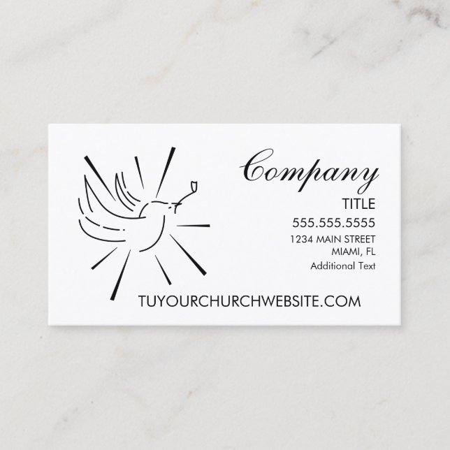 Tarjeta De Visita Dove Bird Logo Church Business Card (Anverso)