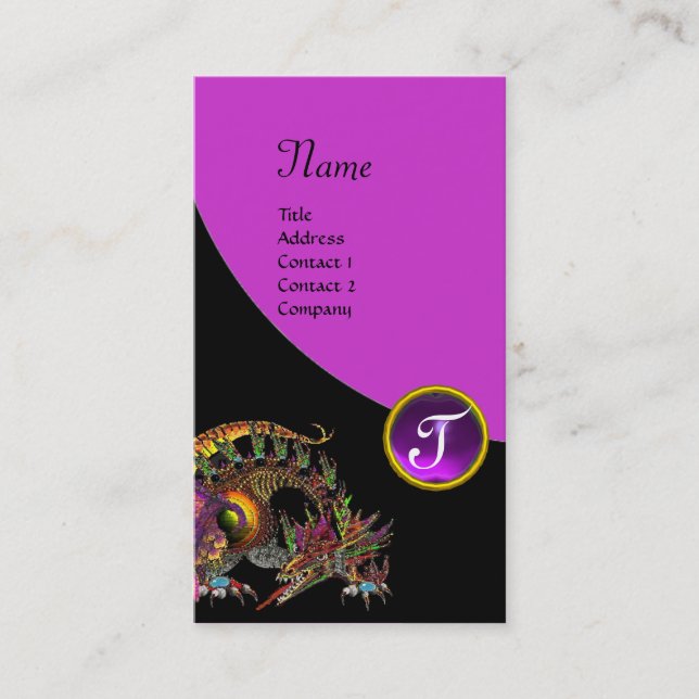 Tarjeta De Visita DRAGO/DRAGON GEMSTONE MONOGRAM violeta púrpura neg (Anverso)