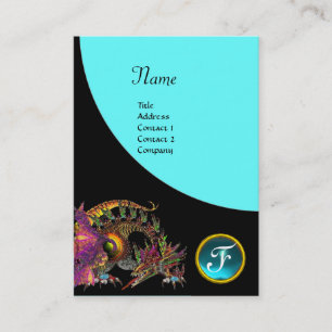 Tarjeta De Visita DRAGO GEM STONE MONOGRAM turquesa azul negro