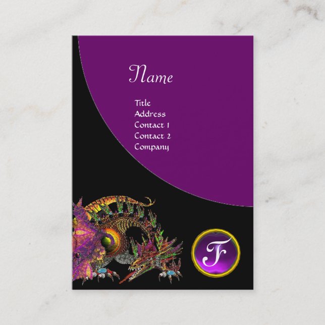 Tarjeta De Visita DRAGO GEM STONE MONOGRAM violeta negro (Anverso)