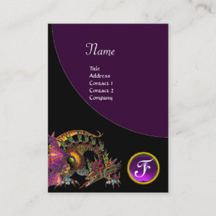 Tarjeta De Visita DRAGO PIEDRA PRECIOSA MONOGRAMA negro violeta púrp