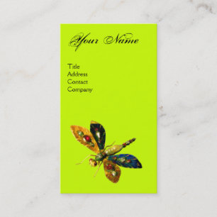 Tarjeta De Visita DRAGÓN ANTIGUO JOYA MONOGRAMA MOSCA ,Negro Amarill