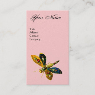 Tarjeta De Visita DRAGÓN ANTIGUO JOYERO MONOGRAMA ;Negro Rosa