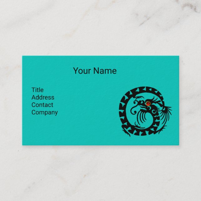 Tarjeta De Visita DRAGÓN BLANCO NEGRO CON RUBY ROJO Aqua Blue (Anverso)
