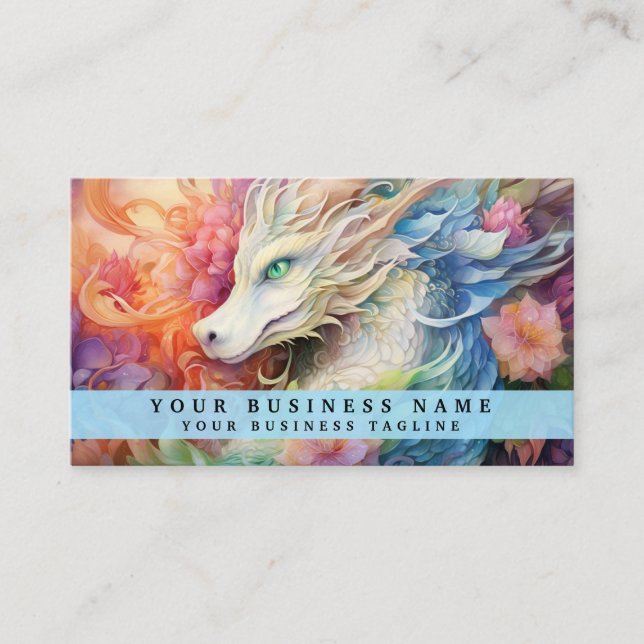 Tarjeta De Visita Dragón chino arcoiris (Anverso)
