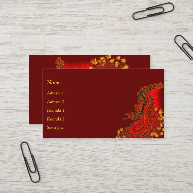 Tarjeta De Visita Dragón chino en tatuaje (Anverso/Reverso In Situ)