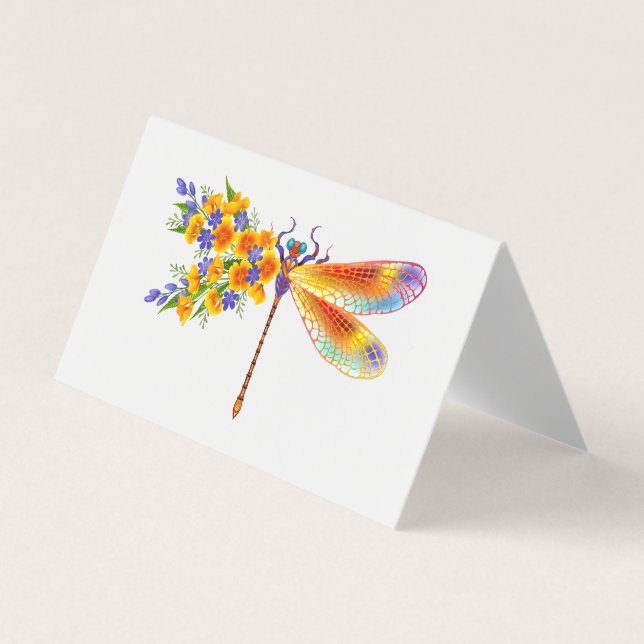Tarjeta De Visita Dragón de flores amarillas (Anverso)