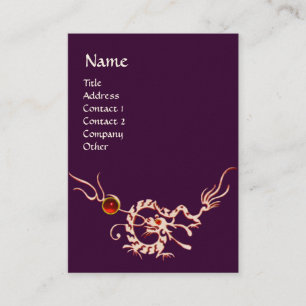 Tarjeta De Visita DRAGÓN DE MAR 2 RUBÍ MONOGRAMA blanco rojo púrpura