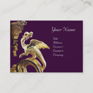 Tarjeta De Visita DRAGÓN DE ORO EN Monograma PURPLE