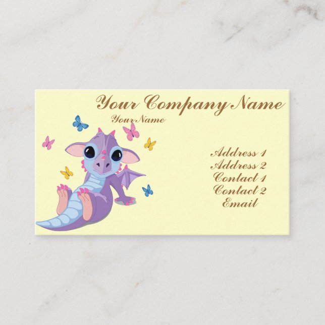 Tarjeta De Visita Dragón lindo del bebé (Anverso)