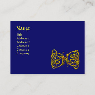 Tarjeta De Visita DRAGON LOVE / Dragones de nudo celta dorado azul