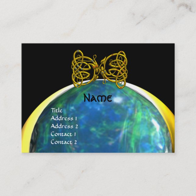 Tarjeta De Visita DRAGON LOVE opale amarillo azul verde negro (Anverso)