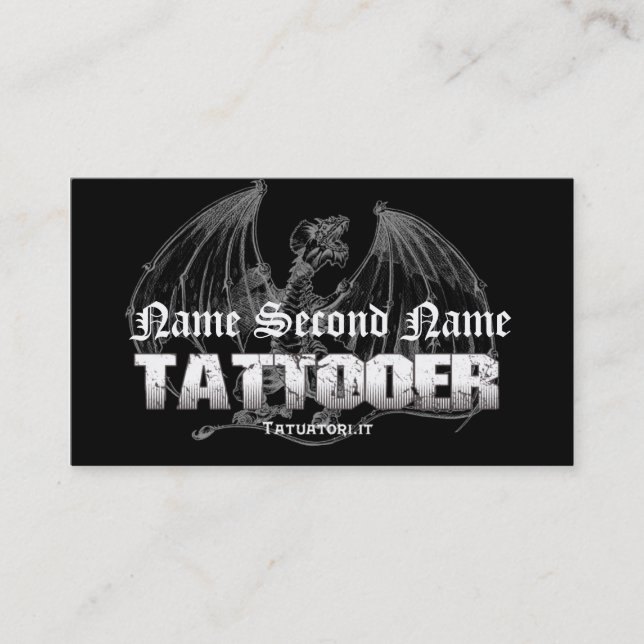 Tarjeta De Visita Dragón medieval de Tattooer (Anverso)