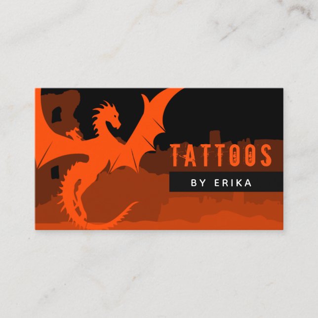 Tarjeta De Visita Dragón Rojo Artista de tatuajes Medios Sociales Mo (Anverso)