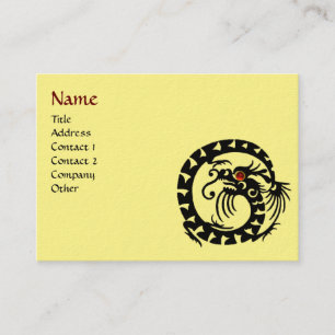 Tarjeta De Visita DRAGÓN SERPIENTE RUBÍ negro y blanco rojo amarillo