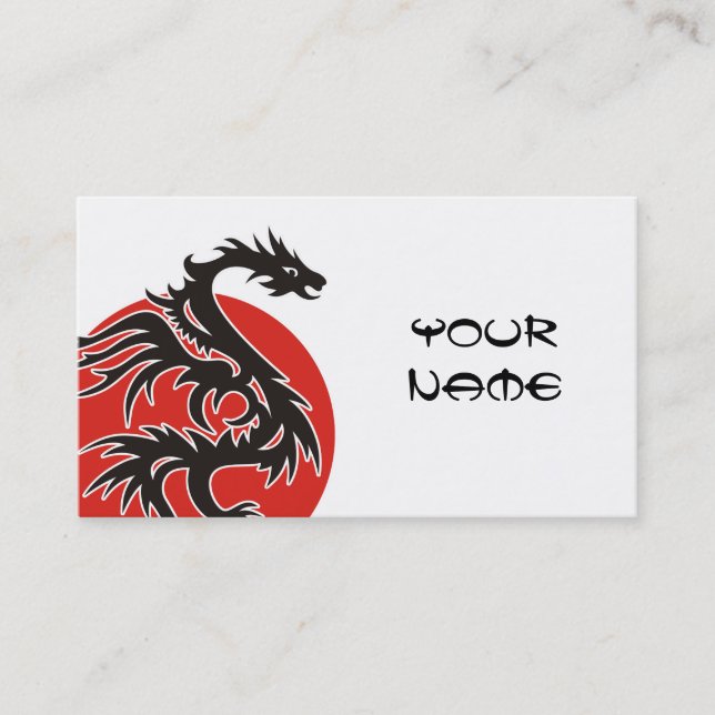 Tarjeta De Visita Dragon Sun - blanco rojo negro + tus ideas (Anverso)