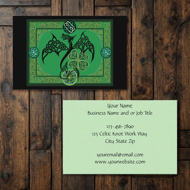 Tarjeta De Visita Dragón Verde Irlandés Celta (Subido por el creador)