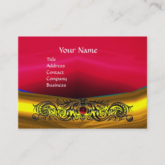 TARJETA DE VISITA DRAGONES CELTICOS DE ORO ROJO GEMSTONE MONOGRAM (Anverso)