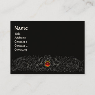 Tarjeta De Visita DRAGONES CELTICOS MONOGRAM negro y blanco, rubí ro