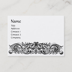 TARJETA DE VISITA DRAGONES CÉLTICOS MONOGRAMA NEGRO BLANCO