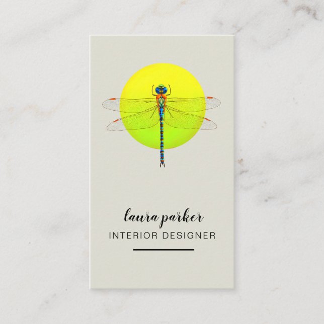 Tarjeta De Visita Dragonfly Creative Designer Nature Green (Anverso)