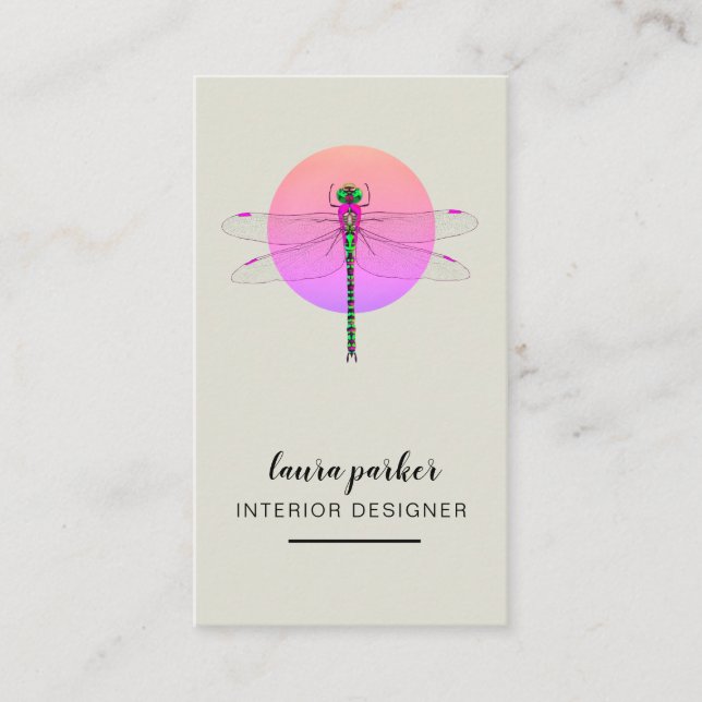 Tarjeta De Visita Dragonfly Creative Designer Nature Pink (Anverso)