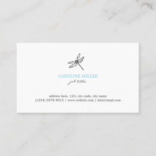 Tarjeta De Visita Dragonfly illustration feminine elegant cute card (Anverso)
