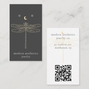 Tarjeta De Visita Dragonfly QR Code Gray Earring Display Card