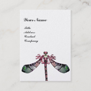 Tarjeta De Visita DRAGONFLY ,verde ,platino rosado negro