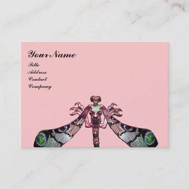 Tarjeta De Visita DRAGONFLY, verde, rosa negro (Anverso)