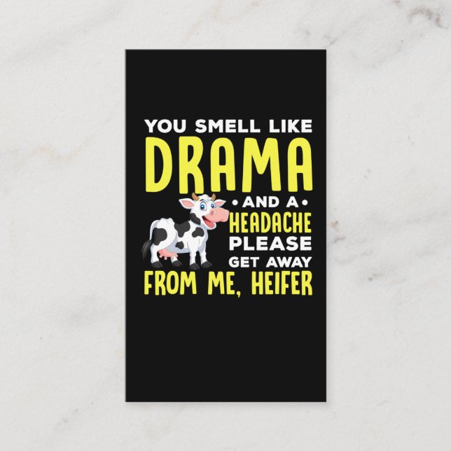 Tarjeta De Visita Drama de gente sarcástica con humor en Heifer (Anverso)