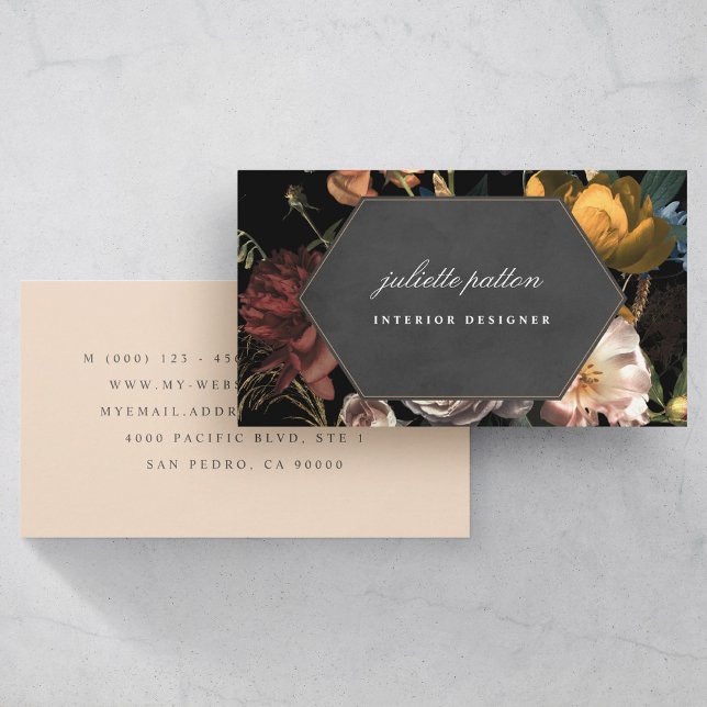 Tarjeta De Visita Dramática floral holandesa de pintura geometétrica (Subido por el creador)