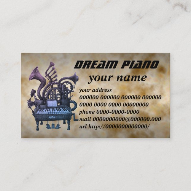 Tarjeta De Visita dream piano (Anverso)