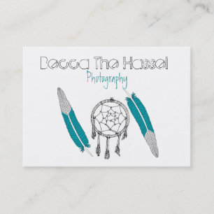 Tarjeta De Visita Dreamcatchers y plumas
