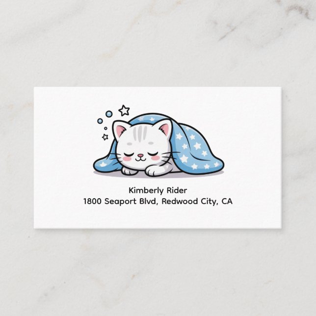 Tarjeta De Visita Dreamy Kitty Under Stars (Anverso)