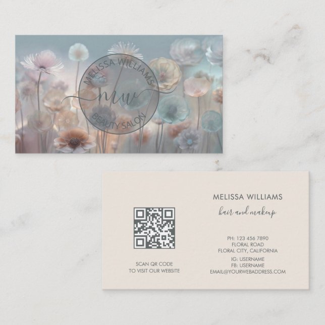 Tarjeta De Visita Dreamy Transparent Flowers Logo (Anverso / Reverso)