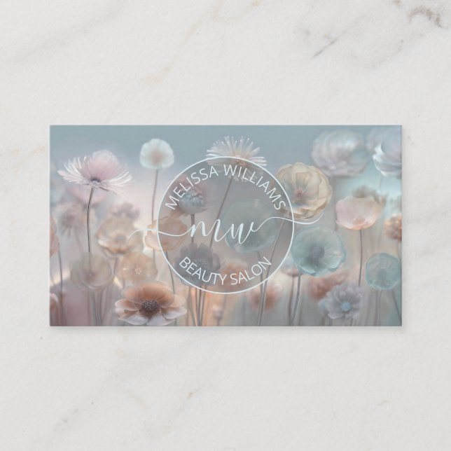 Tarjeta De Visita Dreamy Transparent Flowers Logo (Anverso)