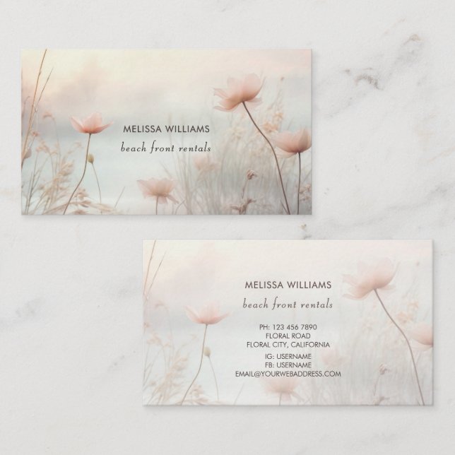 Tarjeta De Visita Dreamy Wildflowers Logo (Anverso / Reverso)
