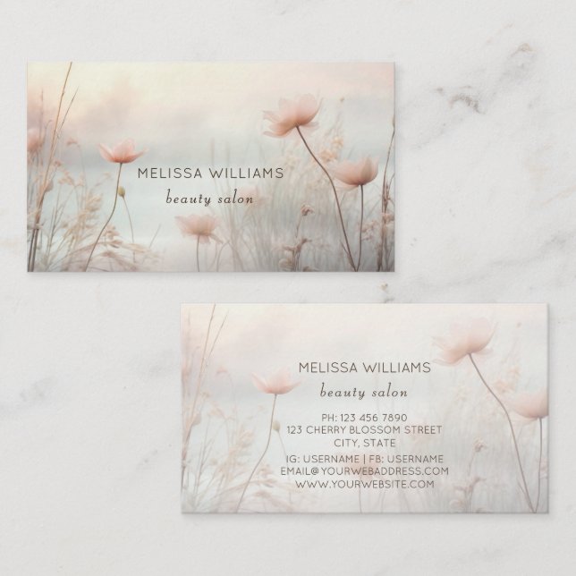 Tarjeta De Visita Dreamy Wildflowers Pastel (Anverso / Reverso)