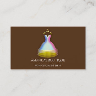 Tarjeta De Visita Dress Logo Fashion Boutique Event Gold Brown 