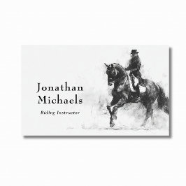 Tarjeta De Visita Dressage Profesional Sketch de caballos en blanco 