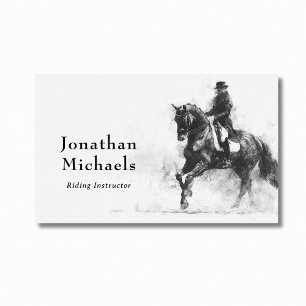 Tarjeta De Visita Dressage Profesional Sketch de caballos en blanco 