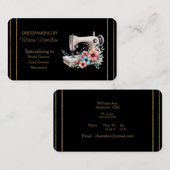 Tarjeta De Visita Dressmaker Bridal Gowns Grad Gowns Business Card (Anverso / Reverso)