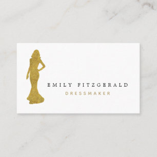 Tarjeta De Visita Dressmaker/Designer Gold y Black/silhouette